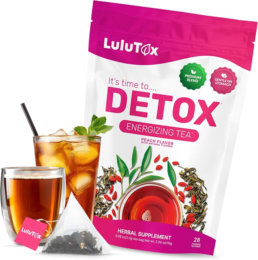 LuluTox Detox Tea peach-flavoured herbal tea